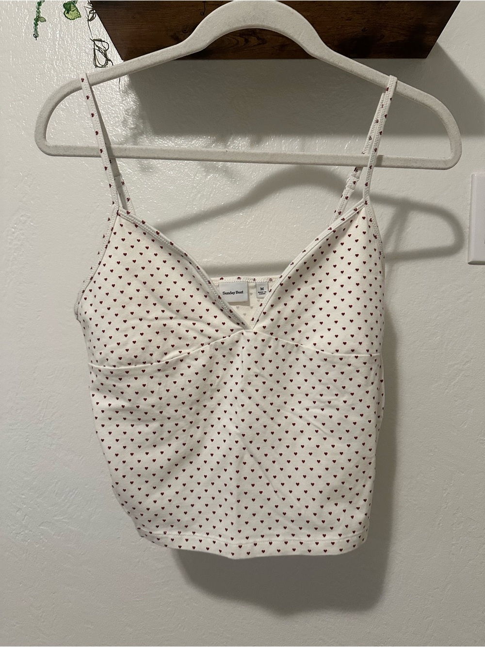 Sunday Best White Camisole with Red Heart Print